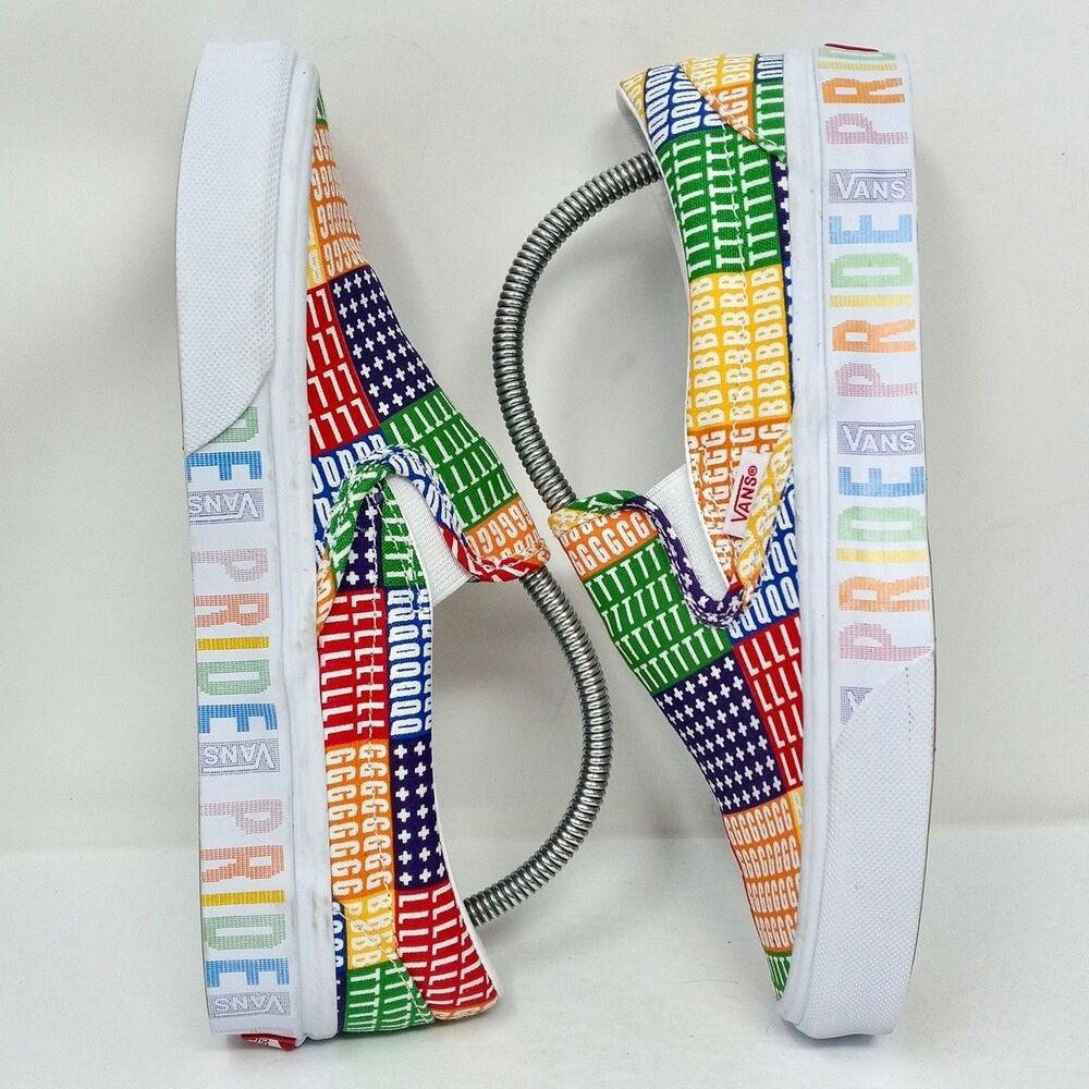 Vans Slip On Sneakers Women's 7 / Men's 5.5 LGBTQ+ Pride Rainbow Checkerboard - Picture 7 of 8